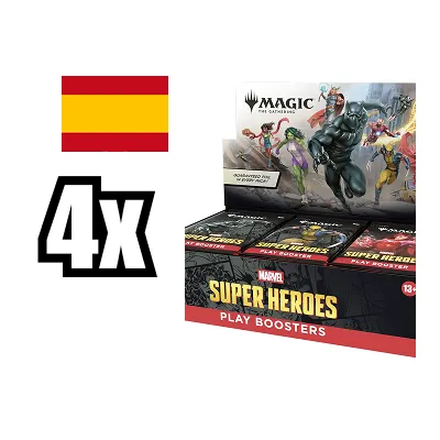 Pack 4 Caja de sobres de juego Español - Play Bosters Marvel Super Heroes
