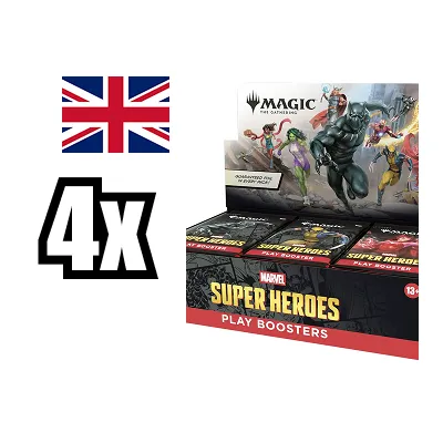 Pack 4 Caja de sobres de juego Inglés - Play Bosters Marvel Super Heroes